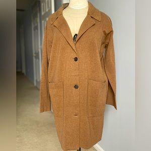 J. Crew Long camel colored button up sweater coat